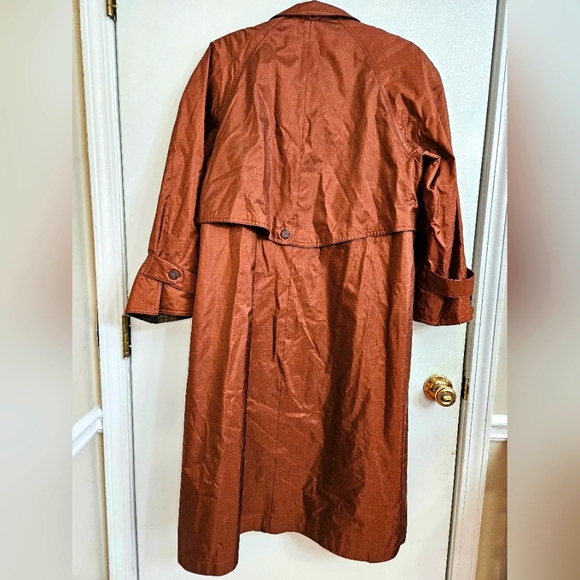 British Mist Women's Copper Bronze Brown Trench Coat Vintage Size 7-8 - Picture 3 of 10